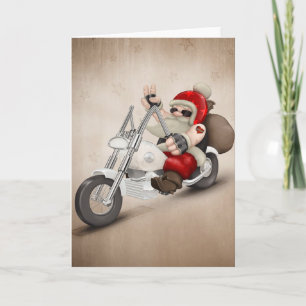 Gemotoriseerde kerstman feestdagen kaart