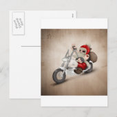 Gemotoriseerde kerstman feestdagenkaart (Voorkant / Achterkant)