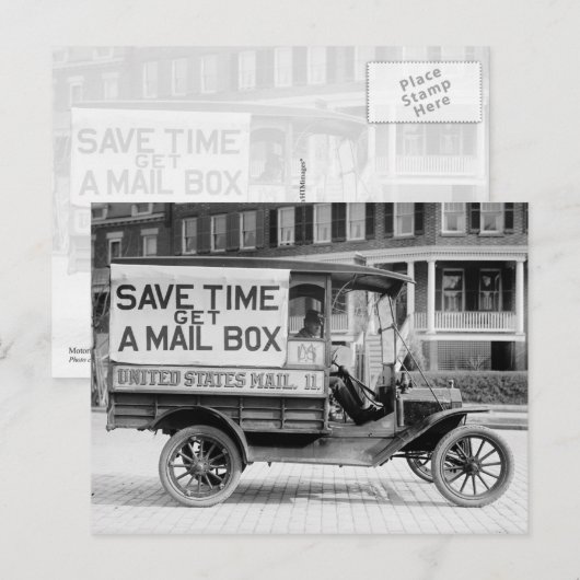Gemotoriseerde Mail Wagon van de US Post Kantoor. Briefkaart (Voorkant / Achterkant)