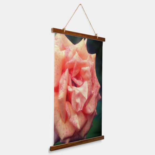 Gemotteld Roos Petals Peach Hangend Wandkleed (Gebogen)