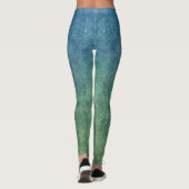 Gemottled Blauw naar Groene Gradiënt Leggings (Achterkant)