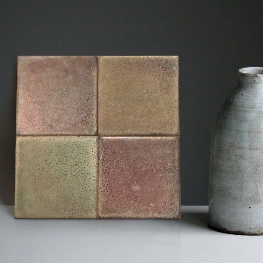 Gemottled gemarmerde aardtoonset van 4 wanddecor-k tegeltje