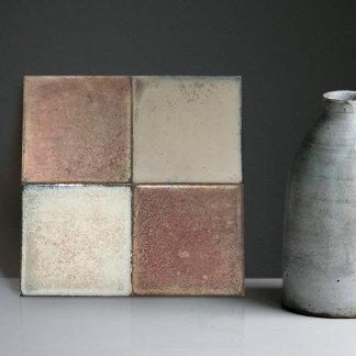 Gemottled gemarmerde aardtoonset van 4 wanddecor tegeltje