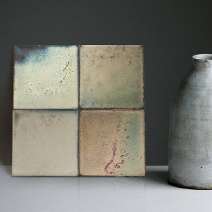 Gemottled gemarmerde aardtoonset van 4 wanddecor tegeltje