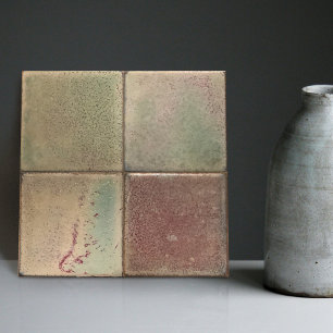 Gemottled gemarmerde aardtoonset van 4 wanddecor tegeltje