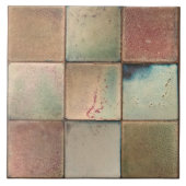 Gemottled gemarmerde aardtoonset van 9 wanddecor tegeltje (Voorkant)