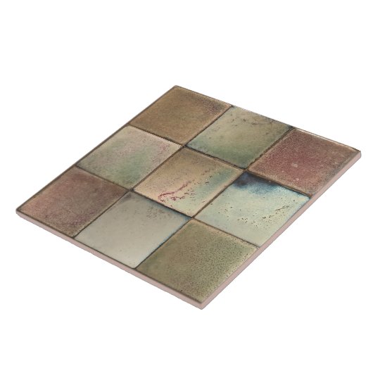 Gemottled gemarmerde aardtoonset van 9 wanddecor tegeltje (Zijkant)