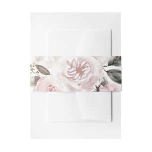 Gemoute Blush Pink Floral   Donkere Waterverf Uitnodigingen Wikkel