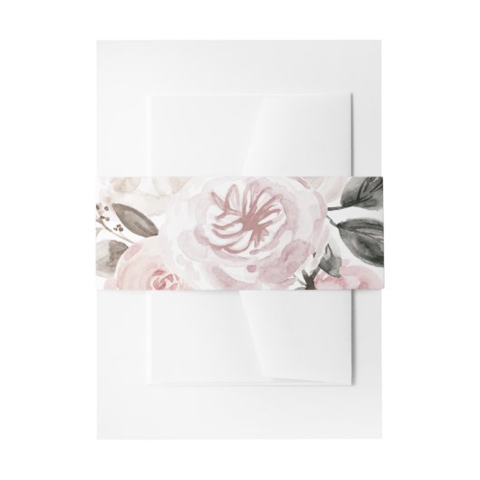Gemoute Blush Pink Floral | Donkere Waterverf Uitnodigingen Wikkel (Voorkant Voorbeeld)