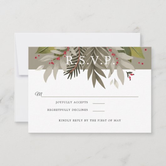 Gemoute botanisch |Moss Grey & Red | Weddenschap R (Voorkant)