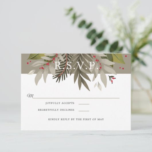 Gemoute botanisch |Moss Grey & Red | Weddenschap R (Staand voorkant)