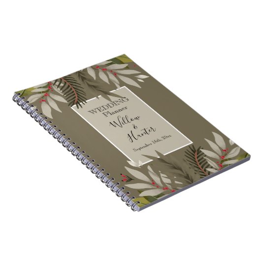 Gemoute botanische stoffen op Tan Wedding Planner Notitieboek (Rechterzijde)