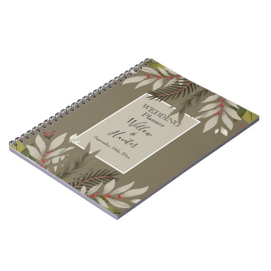 Gemoute botanische stoffen op Tan Wedding Planner Notitieboek (Linkerzijde)