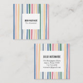 Gemoute mosterdminimalistische strips handgemaakte vierkante visitekaartje (Voorkant / Achterkant)