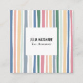 Gemoute mosterdminimalistische strips handgemaakte vierkante visitekaartje (Voorkant)