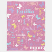 Gemoute regenboogvlinder, douanenaam Emilia roze Fleece Deken (Voorkant)