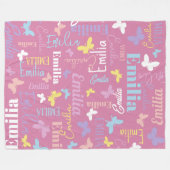 Gemoute regenboogvlinder, douanenaam Emilia roze Fleece Deken (Voorkant (Horizontaal))