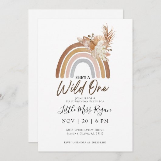 Gemouteerde regenboog WILD 1 eerste uitnodiging (Voorkant / Achterkant)