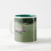 Gemsbok antelope tweekleurige koffiemok (Voorkant links)