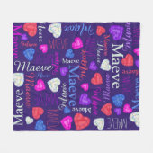 Gemstenen harten aangepaste naam Maeve roze blauw Fleece Deken (Voorkant (Horizontaal))