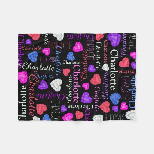 Gemstenen hekelt de douanenaam kleurful Charlotte Fleece Deken (Voorkant (Horizontaal))