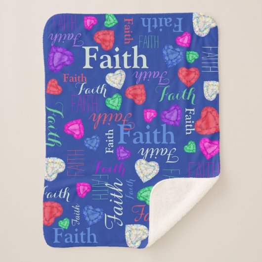 Gemstenen heten de douanenaam Faith kleurrijk blau Sherpa Deken (Voorkant)
