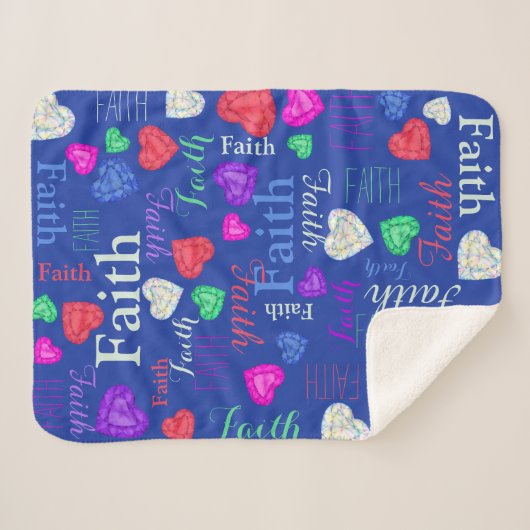 Gemstenen heten de douanenaam Faith kleurrijk blau Sherpa Deken (Voorkant (horizontaal))