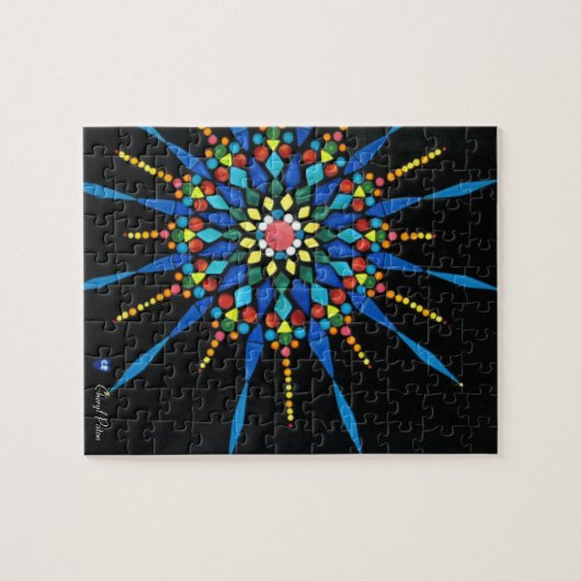 Gemstenen in een mozaïekpatroon van Mandala, Puzzl Legpuzzel (Horizontaal)