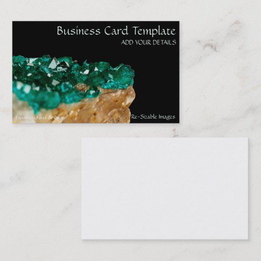 Gemstenen Minerale Stone Dioptase Emerald Visitekaartje (Voorkant / Achterkant)