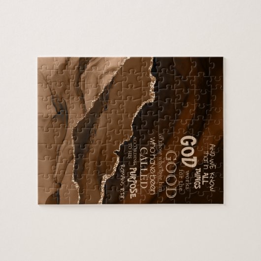 Gemstone Agate Romans 8:28 Bijbelversie Legpuzzel (Horizontaal)