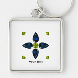 Gemstone Art, Blue and Yellow Sleutelhanger