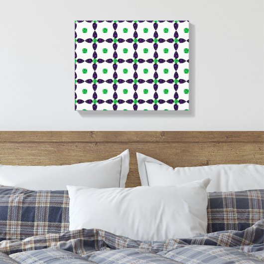 Gemstone Art, Green en Paars Canvas Afdruk (Insitu (Slaapkamer))
