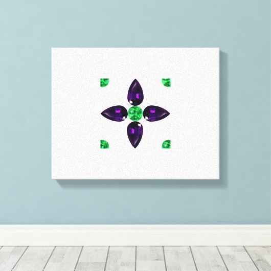 Gemstone Art, Green en Paars Canvas Afdruk (Insitu (Houten vloer))