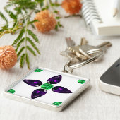 Gemstone Art, groene en Paarse Sleutelhanger (Zijkant)