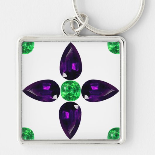 Gemstone Art, groene en Paarse Sleutelhanger (Voorkant)