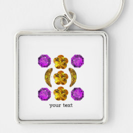 Gemstone Art Paars Sinaasappel Sleutelhanger