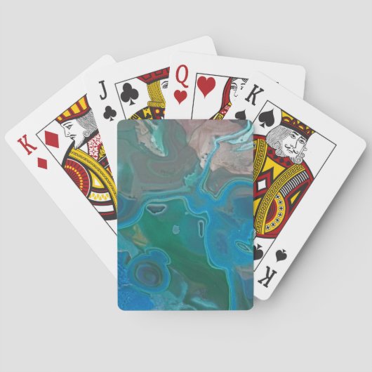 Gemstone Blue Green Swirl Polned Stone Natuur Pokerkaarten (Achterkant)
