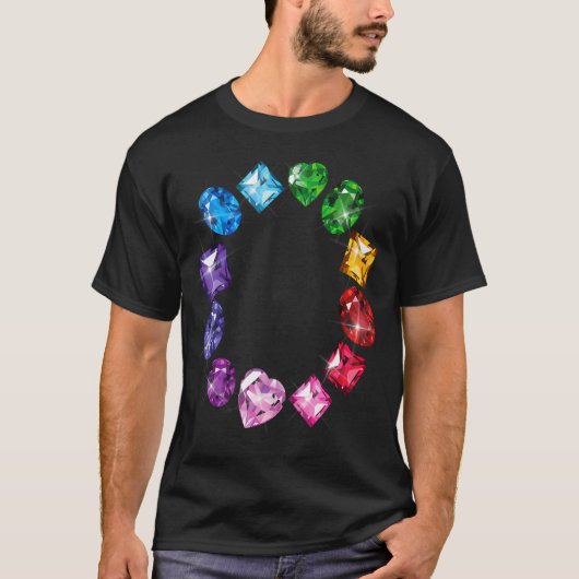 Gemstone Circle Fun Colorful Gemstone T-shirt (Voorkant)