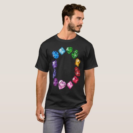 Gemstone Circle Fun Colorful Gemstone T-shirt (Voorkant volledig)