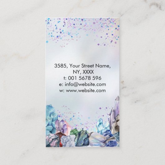 Gemstone Crystals Cluster op moeder van parels Visitekaartje (Achterkant)