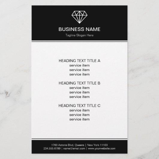 Gemstone Diamond Logo Black White Modern look Flyer (Voorkant)