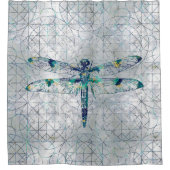 Gemstone Dragonfly op heilig geometriepatroon Douchegordijn (Voorkant)