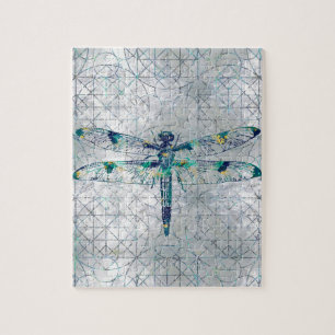 Gemstone Dragonfly op heilig geometriepatroon Legpuzzel