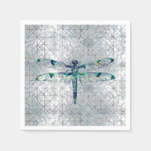 Gemstone Dragonfly op heilig geometriepatroon Servet