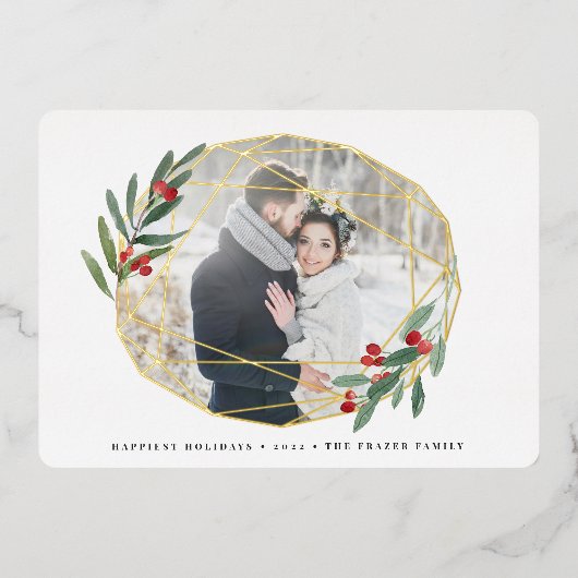 Gemstone | Enkelvoudige foto geometrisch Folie Feestdagenkaart (Voorkant)