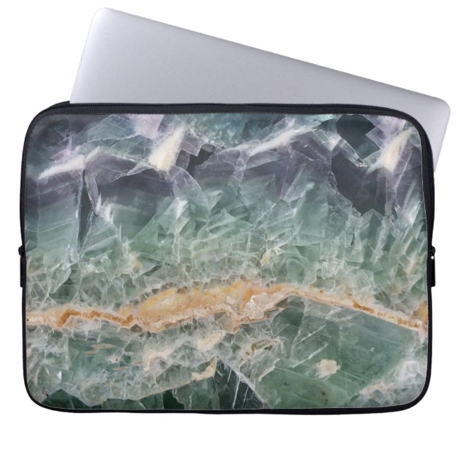 Gemstone Fluorite Photo Paars Green Mineral Gem Laptop Sleeve (Voorkant)