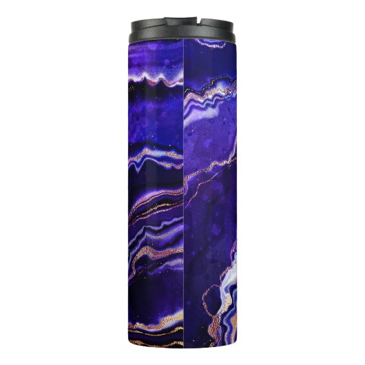 Gemstone Geode Blue Paars Roos Gold Black Agate Thermosbeker (Achterkant)