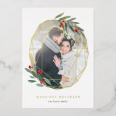 Gemstone | Geometrische botanische foto Folie Feestdagenkaart (Voorkant)