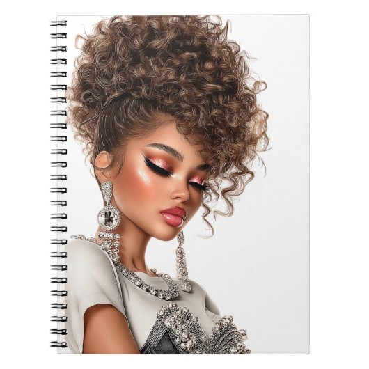 Gemstone Glow Glam Girl Spiral Photo Notebook Notitieboek (Voorkant)