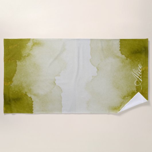 Gemstone green gold monogram Beach Towel Strandlaken (Voorkant)